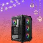 Gamdias Aura GC1 Black Mid Tower Case | 4 ARGB Fans |  Tempered Glass Panel Black